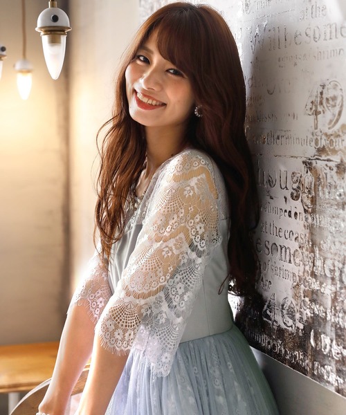 PourVous(プールヴー)の「七分袖&ミモレ丈 ワンピースドレスレイヤード 大きいサイズ 結婚式 フォーマル オケージョンドレス お呼ばれ 二次会 成人式 (ドレス・レディース・ネイビー/スモークピンク/ライトグレー・M/L/XL/S/4L/XXL)」の13枚目の写真