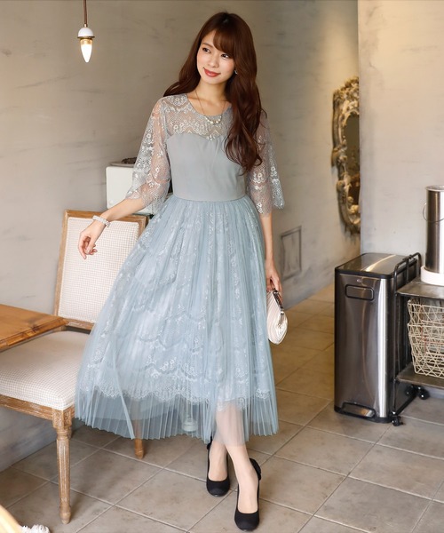 PourVous(プールヴー)の「七分袖&ミモレ丈 ワンピースドレスレイヤード 大きいサイズ 結婚式 フォーマル オケージョンドレス お呼ばれ 二次会 成人式 (ドレス・レディース・ネイビー/スモークピンク/ライトグレー・M/L/XL/S/4L/XXL)」の22枚目の写真