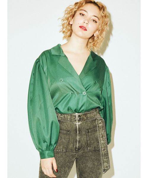 jouetie（ジュエティ）の「ダブルブレストシャツ（シャツ/ブラウス・レディース・ブラック/ベージュ/グリーン/その他1・MEDIUM）」の5枚目の写真