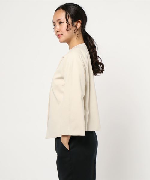 NEWYORKER(ニューヨーカー)の「Jaccessory(ジャクセサリー)/パールニット トッパー風ジャケット(ノーカラージャケット・レディース・ネイビー/ベージュ/ダークグレー・11号/9号)」の13枚目の写真