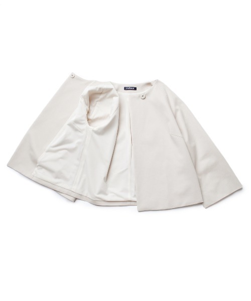 NEWYORKER(ニューヨーカー)の「Jaccessory(ジャクセサリー)/パールニット トッパー風ジャケット(ノーカラージャケット・レディース・ネイビー/ベージュ/ダークグレー・11号/9号)」の8枚目の写真