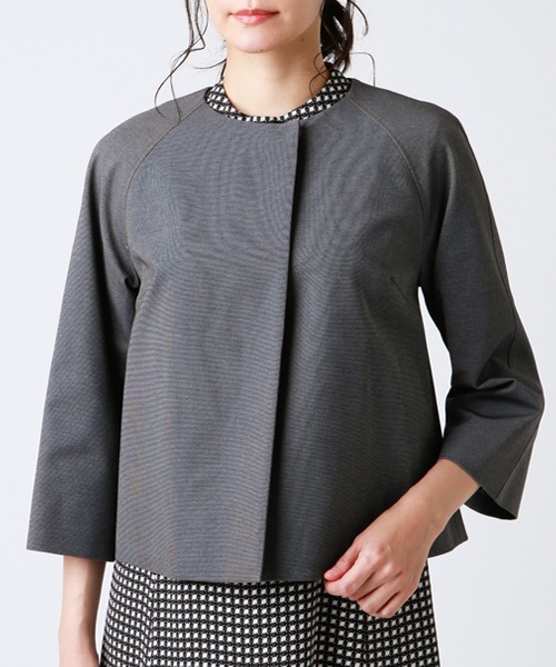 NEWYORKER(ニューヨーカー)の「Jaccessory(ジャクセサリー)/パールニット トッパー風ジャケット(ノーカラージャケット・レディース・ネイビー/ベージュ/ダークグレー・11号/9号)」の15枚目の写真