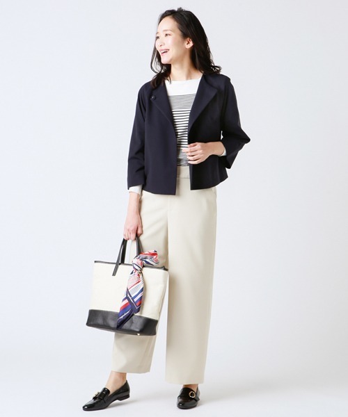 NEWYORKER(ニューヨーカー)の「Jaccessory(ジャクセサリー)/パールニット トッパー風ジャケット(ノーカラージャケット・レディース・ネイビー/ベージュ/ダークグレー・11号/9号)」の19枚目の写真