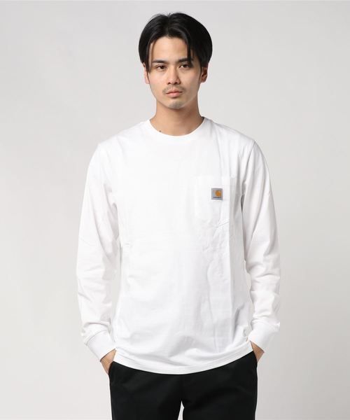 Carhartt WIP(カーハートダブリューアイピー)の「L/S POCKET T-SHIRT(Tシャツ/カットソー・メンズ・カーキ/ダークネイビー/フレッシュイエロー/ブラック/ホワイト/バーガンディー/フューシャピンク/オレンジ/アクア/アッシュ/ピンク・LARGE/MEDIUM/SMALL/XX-LARGE/X-LARGE/X-SMALL)」の3枚目の写真