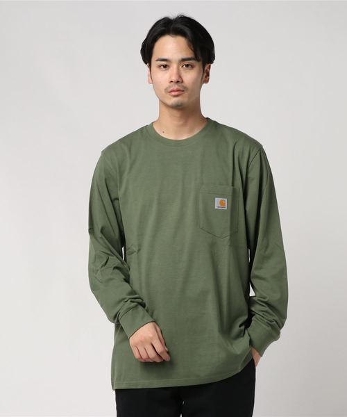 Carhartt WIP(カーハートダブリューアイピー)の「L/S POCKET T-SHIRT(Tシャツ/カットソー・メンズ・カーキ/ダークネイビー/フレッシュイエロー/ブラック/ホワイト/バーガンディー/フューシャピンク/オレンジ/アクア/アッシュ/ピンク・LARGE/MEDIUM/SMALL/XX-LARGE/X-LARGE/X-SMALL)」の5枚目の写真