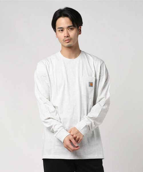 Carhartt WIP(カーハートダブリューアイピー)の「L/S POCKET T-SHIRT(Tシャツ/カットソー・メンズ・カーキ/ダークネイビー/フレッシュイエロー/ブラック/ホワイト/バーガンディー/フューシャピンク/オレンジ/アクア/アッシュ/ピンク・LARGE/MEDIUM/SMALL/XX-LARGE/X-LARGE/X-SMALL)」の4枚目の写真