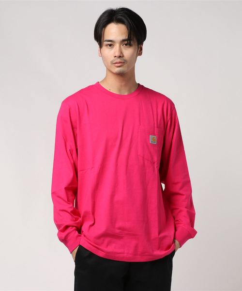 Carhartt WIP(カーハートダブリューアイピー)の「L/S POCKET T-SHIRT(Tシャツ/カットソー・メンズ・カーキ/ダークネイビー/フレッシュイエロー/ブラック/ホワイト/バーガンディー/フューシャピンク/オレンジ/アクア/アッシュ/ピンク・LARGE/MEDIUM/SMALL/XX-LARGE/X-LARGE/X-SMALL)」の10枚目の写真