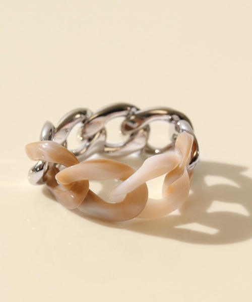 florist（フローリスト）の「マーブル×メタルのハーフチェーンリング（リング・レディース・シルバー系その他5/その他9/ゴールド系その他5/シルバー系その他3/ゴールド系その他3/シルバー系その他/ゴールド系その他2/ゴールド系その他7/ゴールド系その他6/シルバー系その他7/シルバー系その他6/ゴールド系その他4/シルバー系その他2/ゴールド系その他/シルバー系その他4/その他8・FREE）」の2枚目の写真