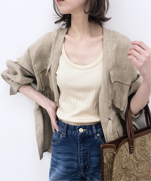 IENA（イエナ）の「スーピマハリヌキリブタンクトップ◆（タンクトップ・レディース・ブラック/グレー/ナチュラル/カーキ・FREE）」の3枚目の写真