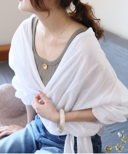 IENA（イエナ）の「スーピマハリヌキリブタンクトップ◆（タンクトップ・レディース・ブラック/グレー/ナチュラル/カーキ・FREE）」の4枚目の写真