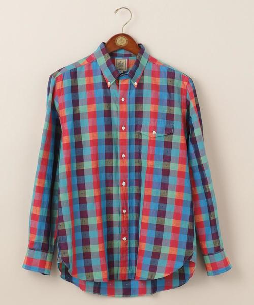 J.PRESS(ジェイプレス)の「【Profilo】コットンリネンドビーマルチチェック シャツ(シャツ/ブラウス・メンズ・ブルー系3/レッド系3/オレンジ系3・MEDIUM/LARGE/X-LARGE)」の5枚目の写真