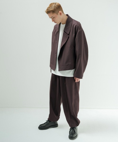 NILWAY（ニルウェイ）の「ワイドスラックスバルーンジョガーパンツ（スラックス・メンズ・チャコールグレー/ベージュ/アイボリー/グレイッシュベージュ/ダークブラウン・SMALL/MEDIUM/LARGE/X-SMALL）」の14枚目の写真