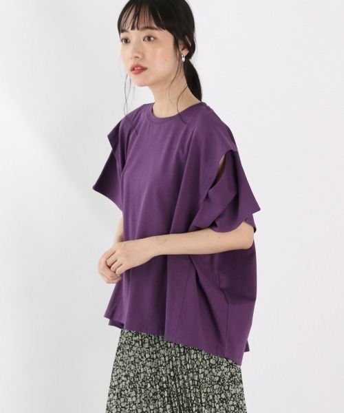 LOWRYS FARM(ローリーズファーム)の「スリットスリーブTEE 892694(Tシャツ/カットソー・レディース・ブラック/パープル/オフホワイト・FREE)」の7枚目の写真