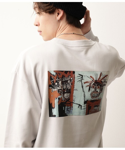 FRUIT OF THE LOOM（フルーツオブザルーム）の「【FTL×BASQUIAT バスキア】クルースウェット（スウェット・メンズ・パープル/オフホワイト/イエロー・M/L）」の2枚目の写真