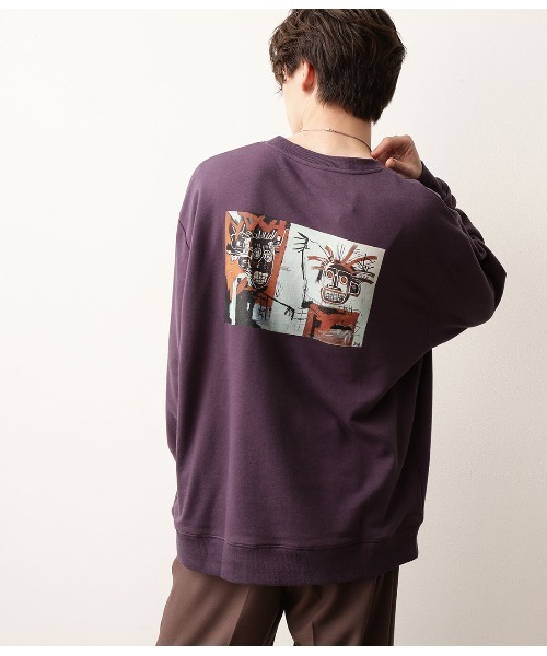 FRUIT OF THE LOOM（フルーツオブザルーム）の「【FTL×BASQUIAT バスキア】クルースウェット（スウェット・メンズ・パープル/オフホワイト/イエロー・M/L）」の5枚目の写真