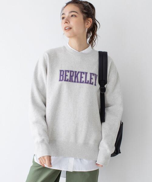 coen（コーエン）の「USAコットンオーガニックコットンミックス裏起毛ロゴプリントスウェット＃（スウェット・レディース・ライトグレー/ネイビー・FREE）」の2枚目の写真