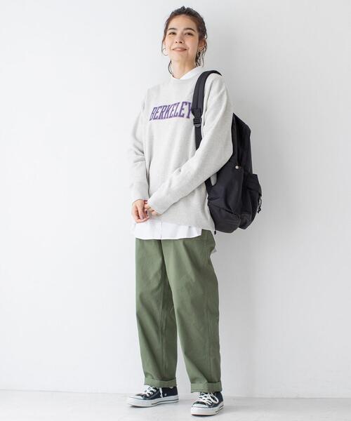 coen（コーエン）の「USAコットンオーガニックコットンミックス裏起毛ロゴプリントスウェット＃（スウェット・レディース・ライトグレー/ネイビー・FREE）」の21枚目の写真