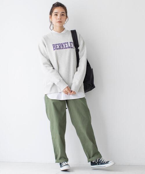 coen（コーエン）の「USAコットンオーガニックコットンミックス裏起毛ロゴプリントスウェット＃（スウェット・レディース・ライトグレー/ネイビー・FREE）」の20枚目の写真