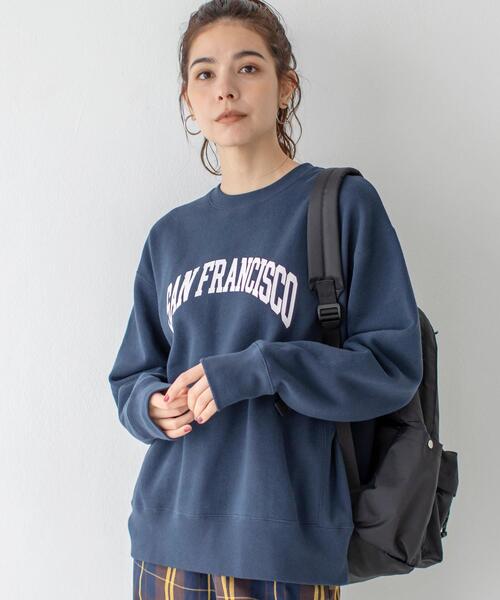 coen（コーエン）の「USAコットンオーガニックコットンミックス裏起毛ロゴプリントスウェット＃（スウェット・レディース・ライトグレー/ネイビー・FREE）」の17枚目の写真