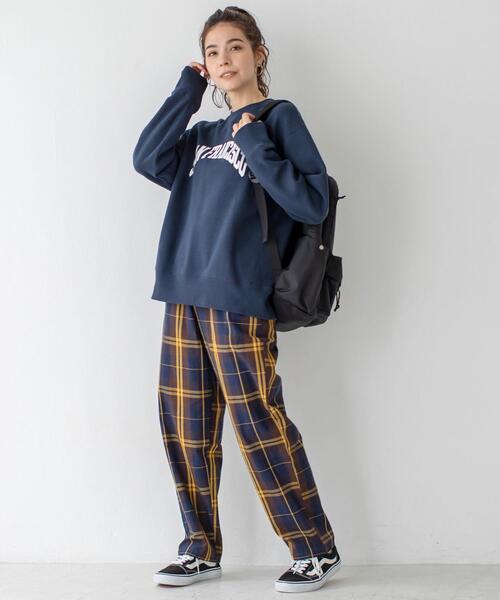 coen（コーエン）の「USAコットンオーガニックコットンミックス裏起毛ロゴプリントスウェット＃（スウェット・レディース・ライトグレー/ネイビー・FREE）」の14枚目の写真