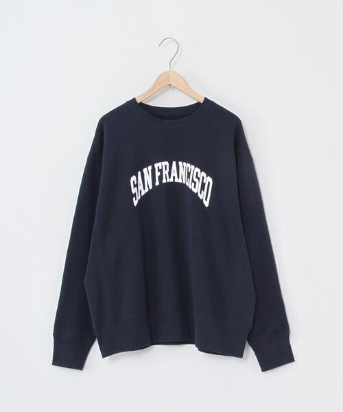 coen（コーエン）の「USAコットンオーガニックコットンミックス裏起毛ロゴプリントスウェット＃（スウェット・レディース・ライトグレー/ネイビー・FREE）」の11枚目の写真