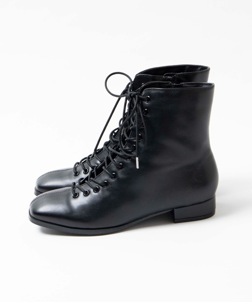 WEGO（ウィゴー）の「WEGO/レースアップスクエアトゥブーツ（ブーツ・レディース・ブラック/オフホワイト・LARGE/MEDIUM）」の7枚目の写真
