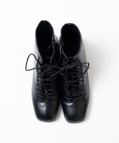 WEGO（ウィゴー）の「WEGO/レースアップスクエアトゥブーツ（ブーツ・レディース・ブラック/オフホワイト・LARGE/MEDIUM）」の9枚目の写真