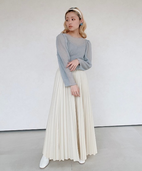 VANNIE U（ヴァニーユー）の「レザープリーツスカート（スカート・レディース・ナチュラル/ベージュ・FREE）」の3枚目の写真