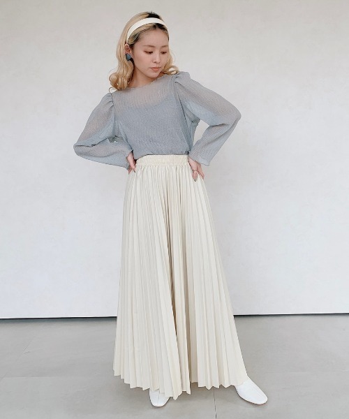 VANNIE U（ヴァニーユー）の「レザープリーツスカート（スカート・レディース・ナチュラル/ベージュ・FREE）」の5枚目の写真