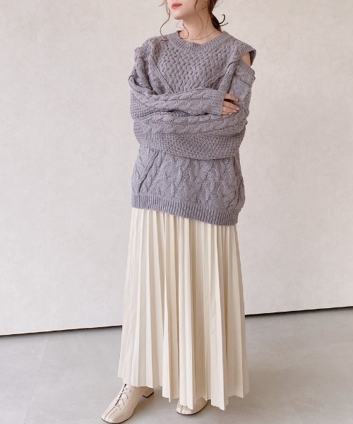 VANNIE U（ヴァニーユー）の「レザープリーツスカート（スカート・レディース・ナチュラル/ベージュ・FREE）」の10枚目の写真