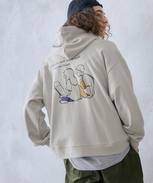 BARK MANHATTAN | 裏毛ビッグシルエット バックプリントイラストデザイン プルオーバーパーカー(パーカー)