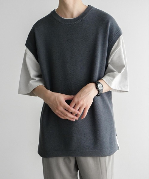 remer（リメール）の「loose drop shoulder knit vest/ルーズドロップショルダーニットベスト（ベスト・メンズ・ネイビー/グレー・SMALL/MEDIUM/LARGE）」の3枚目の写真