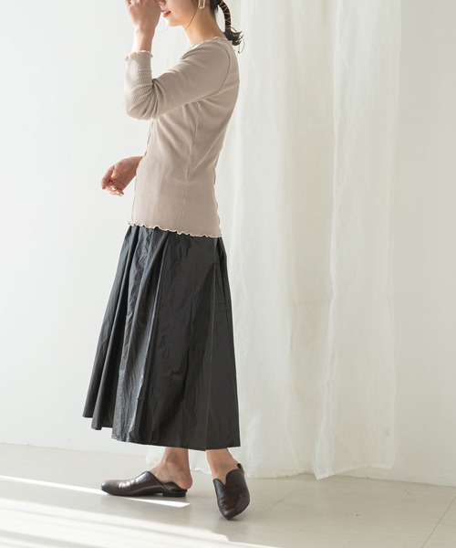 rectangle（レクタングル）の「配色メローリブカットソー（Tシャツ/カットソー・レディース・ブラック/ベージュ/オフホワイト/グリーン・FREE）」の14枚目の写真