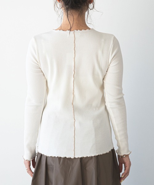 rectangle（レクタングル）の「配色メローリブカットソー（Tシャツ/カットソー・レディース・ブラック/ベージュ/オフホワイト/グリーン・FREE）」の11枚目の写真