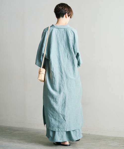 note et silence （ノートエシロンス）の「.●Linen/Cu製品染　ラップギャザースカート（スカート・レディース・サックスブルー/ホワイト/ブラック・FREE）」の12枚目の写真