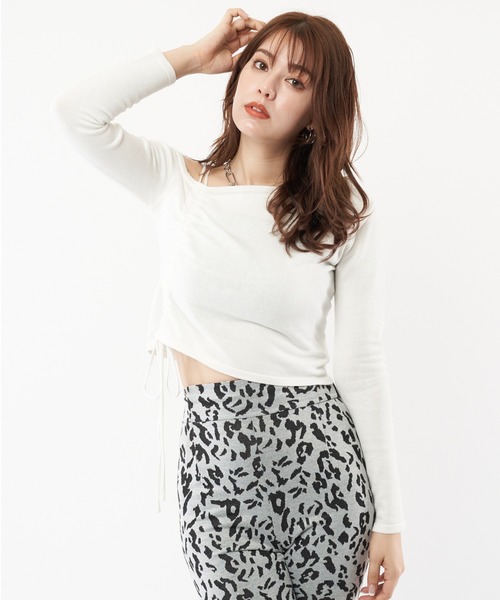 SPIRALGIRL（スパイラルガール）の「ワンショルダードロストニット（ニット/セーター・レディース・ブラック/オフホワイト/ブルー・FREE）」の15枚目の写真