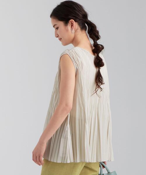 green label relaxing（グリーンレーベルリラクシング）の「FFC リンクルプリーツ 2WAY ブラウス（シャツ/ブラウス・レディース・ベージュ/ナチュラル/ライラック・FREE）」の6枚目の写真