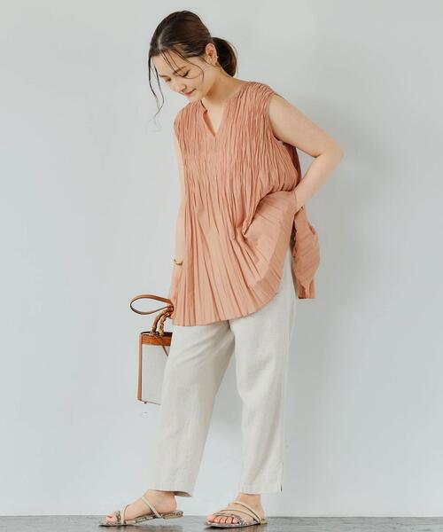 green label relaxing（グリーンレーベルリラクシング）の「FFC リンクルプリーツ 2WAY ブラウス（シャツ/ブラウス・レディース・ベージュ/ナチュラル/ライラック・FREE）」の13枚目の写真