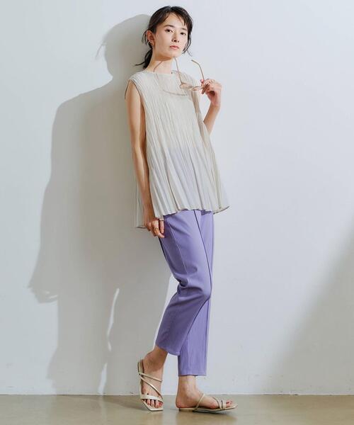 green label relaxing（グリーンレーベルリラクシング）の「FFC リンクルプリーツ 2WAY ブラウス（シャツ/ブラウス・レディース・ベージュ/ナチュラル/ライラック・FREE）」の7枚目の写真