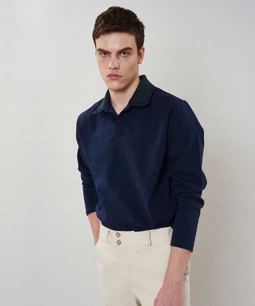 VABEU(バーベウ)の「【VABEU 】ダブルカラー PKシャツ / Double Collar Picket Shirts(ポロシャツ・メンズ・ブラック/ネイビー/アイボリー・LARGE/XX-LARGE)」の3枚目の写真