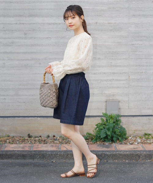 Crisp(クリスプ)の「ボタンベルトショートパンツ(その他パンツ・レディース・ネイビー/アイボリー・FREE)」の3枚目の写真