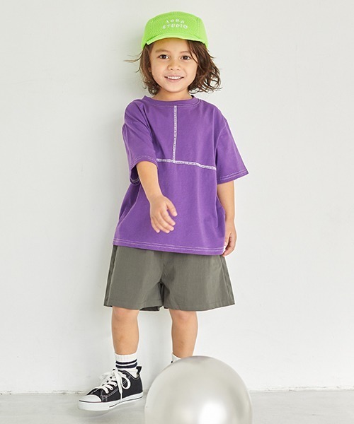 b・ROOM（ビールーム）の「バックロゴプリントビッグ半袖Tシャツ（Tシャツ/カットソー・キッズ・オフホワイト/オリーブ/モスグリーン/パープル・100cm/130cm/120cm/90cm/110cm）」の10枚目の写真