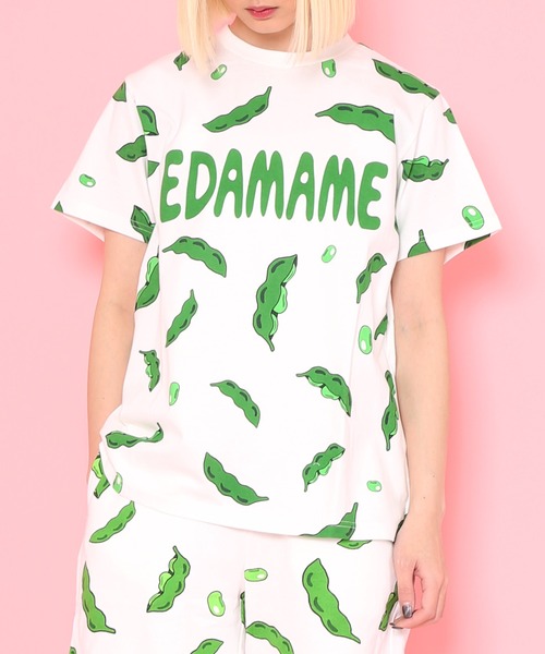 フード総柄Tシャツ(NINJIN・LEMON・EDAMAME)（Tシャツ/カットソー