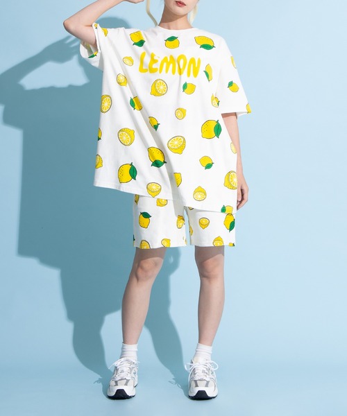 フード総柄Tシャツ(NINJIN・LEMON・EDAMAME)（Tシャツ/カットソー
