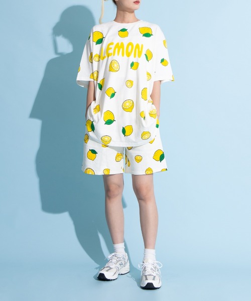 フード総柄Tシャツ(NINJIN・LEMON・EDAMAME)（Tシャツ/カットソー