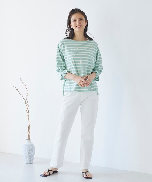 LIPSTAR（リップスター）の「【WEB別注】星柄刺繍ボーダーカットソー（Tシャツ/カットソー・レディース・アイボリー/ダークネイビー/グリーン系その他・M）」の8枚目の写真