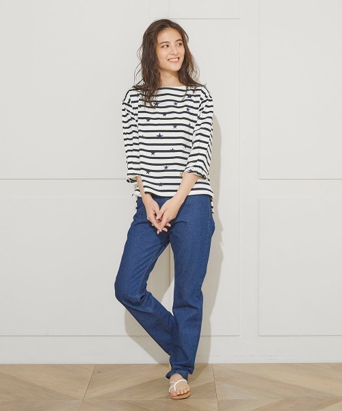 LIPSTAR（リップスター）の「【WEB別注】星柄刺繍ボーダーカットソー（Tシャツ/カットソー・レディース・アイボリー/ダークネイビー/グリーン系その他・M）」の9枚目の写真