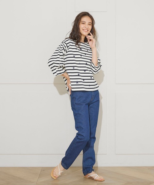 LIPSTAR（リップスター）の「【WEB別注】星柄刺繍ボーダーカットソー（Tシャツ/カットソー・レディース・アイボリー/ダークネイビー/グリーン系その他・M）」の16枚目の写真