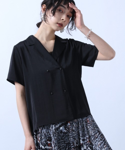 HARE（ハレ）の「ショートカイキンシャツ(HARE)（シャツ/ブラウス・レディース・ブラック/ブラック系その他/グリーン・FREE）」の2枚目の写真