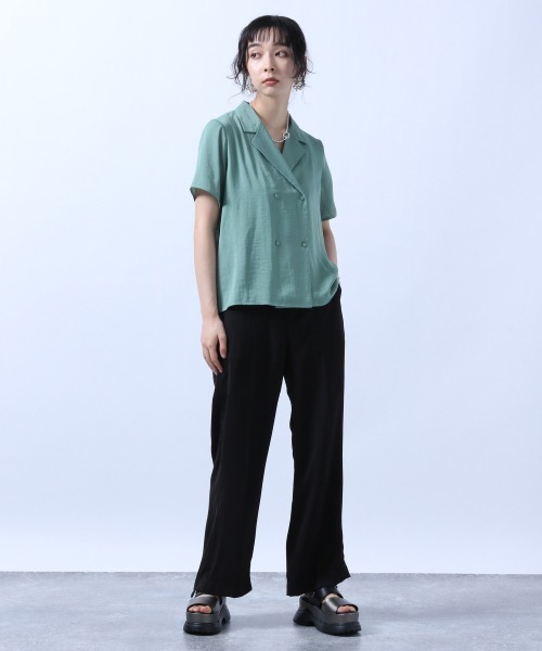 HARE（ハレ）の「ショートカイキンシャツ(HARE)（シャツ/ブラウス・レディース・ブラック/ブラック系その他/グリーン・FREE）」の10枚目の写真